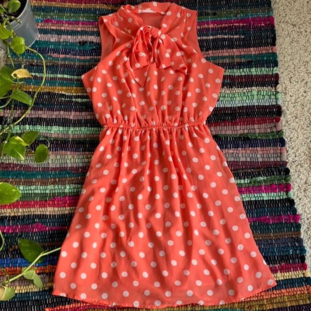 Orange Polkadot Flowy Summer Dress